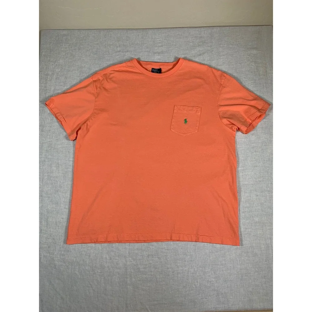 Polo Ralph‎ Lauren Pocket T-Shirt Mens L Orange Excellent Short Sleeve Cotton